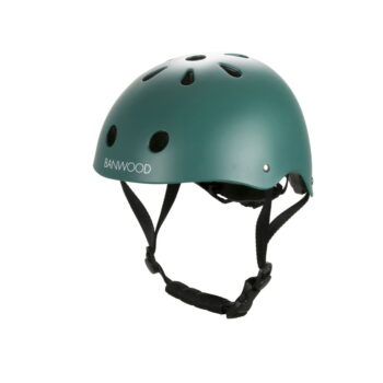 Zielony dziecięcy kask rowerowy z otworami wentylacyjnymi i regulowanym paskiem. Banwood Dziecięcy kask rowerowy green