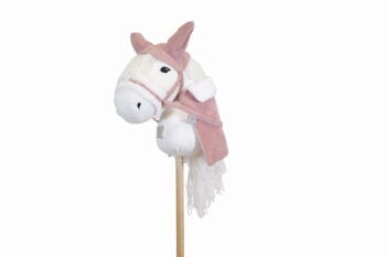 Zabawka kucyk na patyku brudny róż z białą grzywą dla dziecka. byAstrup Akcesoria dla konia Hobby Horse, brudny róż