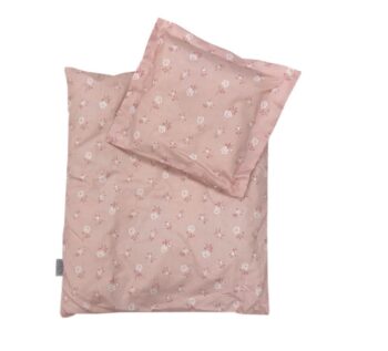 Pościel do wózka dla lalek w kolorze pudrowego różu z drobnym wzorem kwiatowym. byAstrup Pościel do wózka Dusty rose