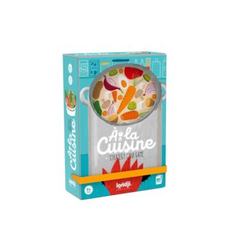 Gra karciana z ilustracjami warzyw i owoców do nauki gotowania dla dzieci powyżej 7 lat. Londji Gra karciana A la Cuisine W kuchni
