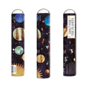 Kalejdoskop dla dzieci z motywem planet i kosmosu w ciemnych kolorach. Londji Odkrywaj Planety Kalejdoskop dla dzieci, Discover the Planets