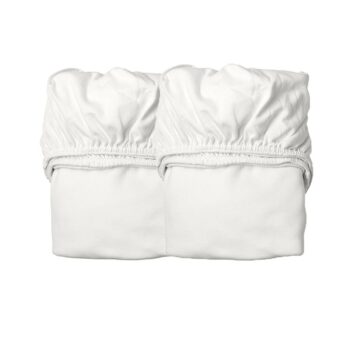 Dwa białe prześcieradła z gumką do łóżeczka dziecięcego 60x120 cm. LEANDER prześcieradło do łóżeczka Baby, 2 sztuki, białe 60x120cm