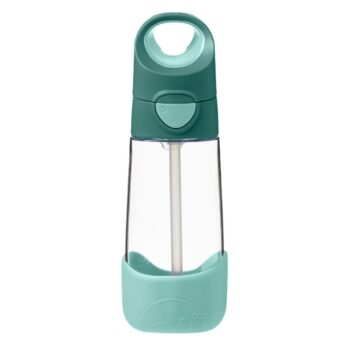 Butelka tritanowa z zielonymi elementami i słomką 450 ml dla dziecka. B.box Butelka tritanowa ze słomką 450 ml Emerald Forest