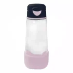 Sportowa butelka tritanowa 600 ml przezroczysta z różowym dnem i czarną zakrętką dla dziecka. B.box Sportowa butelka tritanowa 600 ml, Indigo Rose