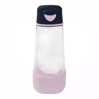 Sportowa butelka tritanowa 600 ml przezroczysta z różowym dnem i czarną zakrętką dla dziecka. B.box Sportowa butelka tritanowa 600 ml, Indigo Rose