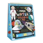 Kolorowanka wodna kosmos z podpórką 6 kart dla dzieci z motywem astronauty i statku kosmicznego. Floss&Rock Kosmos magiczne kolorowanki wodne z podpórką 6 kart