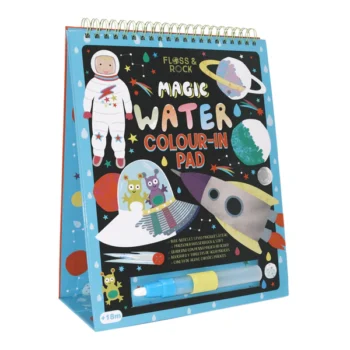 Kolorowanka wodna kosmos z podpórką 6 kart dla dzieci z motywem astronauty i statku kosmicznego. Floss&Rock Kosmos magiczne kolorowanki wodne z podpórką 6 kart