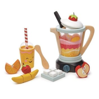 Drewniany blender z akcesoriami do zabawy owoce łyżka kostki lodu dla dzieci. Tender Leaf Toys Blender z akcesoriami, Mini Chef