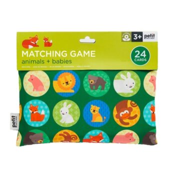 Gra memory z kartami ze zwierzętami na zielonym tle dla dzieci powyżej 3 lat. Petit Collage Gra Memory Zwierzęta