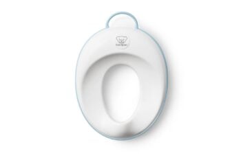 Biało turkusowa nakładka na deskę sedesową dla dziecka z uchwytem. BABYBJORN nakładka na deskę sedesową Biały/Turkusowy