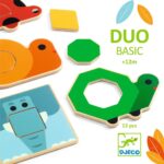 Drewniane puzzle układanka zwierzątka kolorowe dla dzieci powyżej 12 miesięcy 12 elementów. Djeco Drewniana Układanka Puzzle DUOBASIC +12 miesięcy
