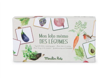 Gra memo i lotto z ilustracjami warzyw pudełko do gry logicznej dla dzieci. Moulin Roty Gra MEMO i LOTTO z warzywami