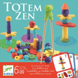 Drewniana gra zręcznościowa z kolorowymi elementami do układania dla dzieci powyżej 6 lat. Djeco Gra Zręcznościowa TOTEM ZEN
