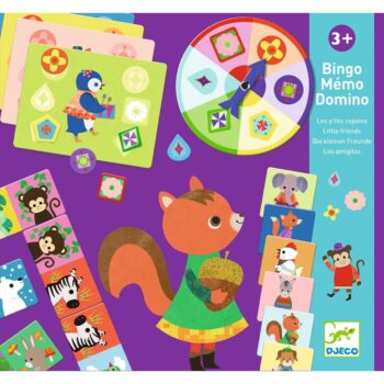 Gra edukacyjna bingo memo domino z ilustracjami zwierząt dla dzieci powyżej 3 lat. Djeco Gry Edukacyjne: BINGO-MEMO-DOMINO