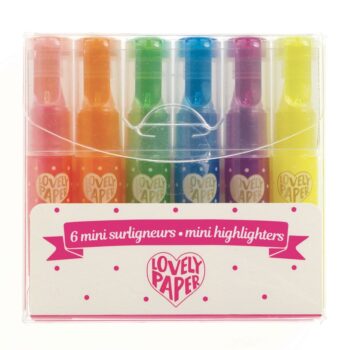 Zestaw sześciu mini zakreślaczy w kolorach fluo dla dzieci. Djeco Mini Zakreślacze Fluo 6 Szt