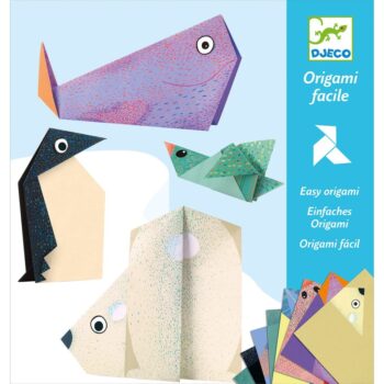 Zestaw papierowych origami zwierząt polarnych kolorowe dla dzieci. Djeco Origami Zwierzęta Polarne