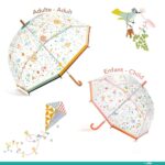 Przezroczysty parasol przeciwdeszczowy z kolorowymi małymi kwiatkami dla dziecka i dorosłego. Djeco Parasol Przeciwdeszczowy MAŁE KWIATKI