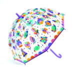 Przezroczysty parasol przeciwdeszczowy z kolorowym wzorem tęczy dla dziecka. Djeco Parasol Przeciwdeszczowy TĘCZA