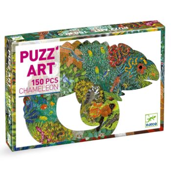 Puzzle tradycyjne 150 elementów z kolorowym obrazem kameleona dla dzieci. Djeco Puzzle artystyczne KAMELEON 150 elem