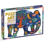 Puzzle tradycyjne 150 elementów z kolorowym wzorem słonia dla dzieci powyżej 6 lat. Djeco Puzzle Artystyczne SŁOŃ 150 Elem. +6 lat
