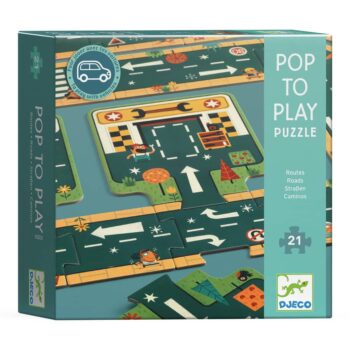 Puzzle kartonowe z motywem dróg i znaków drogowych dla dzieci powyżej 3 lat. Djeco Puzzle Kartonowe DROGI +3 lat