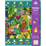 Puzzle kartonowe z kolorowymi zwierzętami leśnymi dla dzieci powyżej 5 lat. Djeco Puzzle Kartonowe Gigant LAS 5+