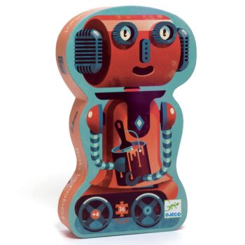 Puzzle tekturowe robot czerwono niebieski 36 elementów dla dzieci powyżej 4 lat. Djeco Puzzle Tekturowe ROBOT BOB 36 El. 4+