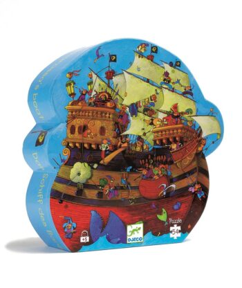 Puzzle tekturowe 54 elementy statek piracki kolorowy dla dzieci powyżej 5 lat. Djeco Puzzle tekturowe STATEK PIRACKI 54 el