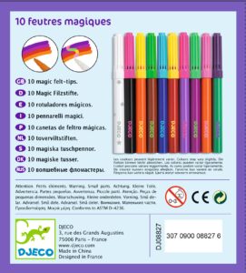 Zestaw 10 kolorowych flamastrów magicznych do rysowania dla dzieci. Djeco Zestaw 10 Flamastrów MAGICZNYCH