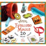 Zestaw 20 kart do magicznych sztuczek z akcesoriami kolorowe chusteczki i pudełko dla dzieci 6-10 lat. Djeco Zestaw 20 Magicznych Sztuczek Fabuloso