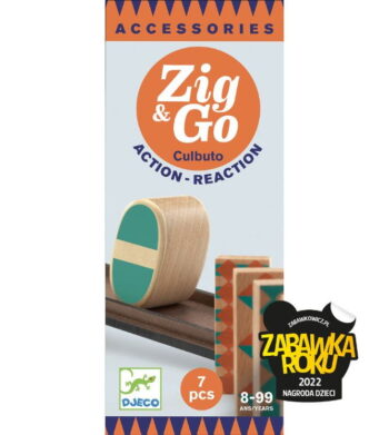 Drewniany zestaw 7 elementów do kulodromu z kolorowymi wzorami dla dzieci 8-99 lat. Djeco Zestaw Zig & Go-7 Elementów