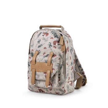 Plecak dziecięcy w jasnym kolorze z nadrukiem leśnych zwierząt i roślin dla dziecka. Elodie Details Plecak BackPack MINI Nordic Woodland