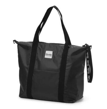 Czarna torba dla mamy z długimi uchwytami i zewnętrzną kieszenią z materiału soft shell. Elodie Details Torba dla mamy Soft Shell Brilliant Black