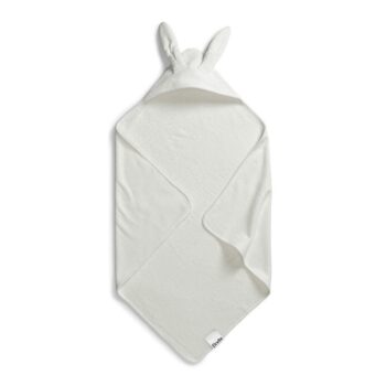 Biały ręcznik dla niemowlaka z kapturem w uszy króliczka z miękkiego materiału. Elodie Details Ręcznik Vanilla White Bunny