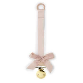 Zawieszka do smoczka różowa z kokardą i klipsem dla niemowlaka. Elodie Details zawieszka do smoczka Powder Pink