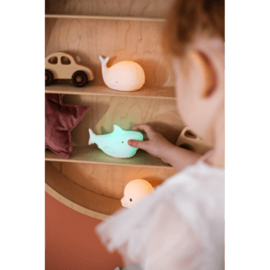 Zestaw trzech białych silikonowych lampek nocnych w kształcie morskich zwierząt dla dziecka. Rabbit&Friends Zestaw MINI MORSKIE Lampki Silikonowe Białe 3 szt