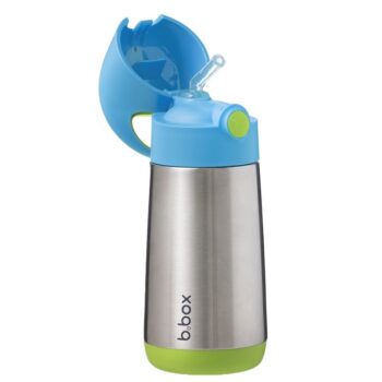 Bidon termiczny ze stali nierdzewnej z niebieską pokrywką i zielonym spodem dla dziecka 350 ml. B.Box Bidon termiczny 350 ml, Ocean Breeze