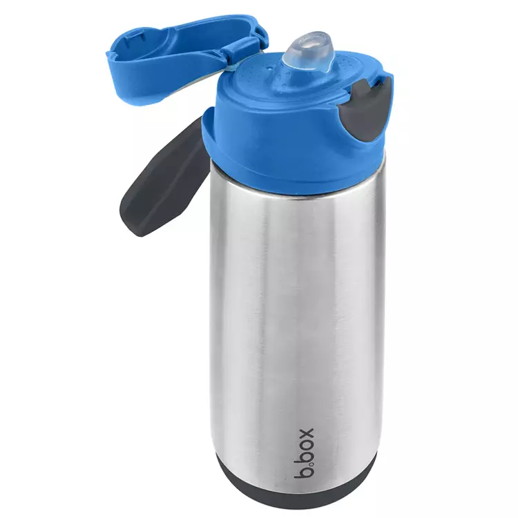 Butelka termiczna ze stali nierdzewnej z niebieskim ustnikiem sportowym 500 ml dla dziecka. B.Box Butelka termiczna z ustnikiem sportowym 500 ml, Blue Slate