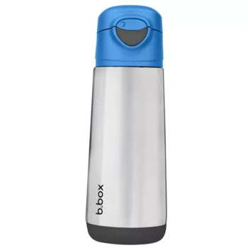 Butelka termiczna ze stali nierdzewnej z niebieskim ustnikiem sportowym 500 ml dla dziecka. B.Box Butelka termiczna z ustnikiem sportowym 500 ml, Blue Slate