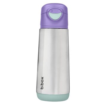 Butelka termiczna ze stali nierdzewnej z fioletową nakrętką i ustnikiem sportowym 500 ml dla dziecka. B.Box Butelka termiczna z ustnikiem sportowym 500 ml, Lilac Pop
