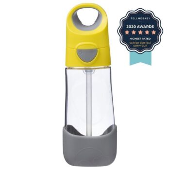 Butelka tritanowa przezroczysta z żółtą zakrętką i słomką pojemność 450 ml dla dziecka. B.Box Butelka tritanowa ze słomką 450 ml, Lemon Sherbet