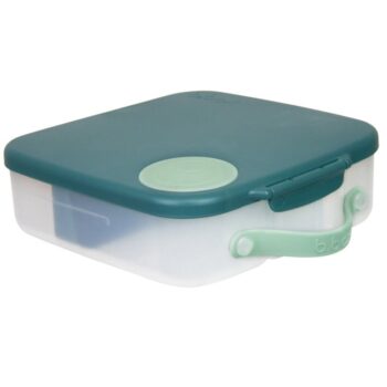 Śniadaniówka plastikowa z zieloną pokrywką i uchwytem dla dziecka. B.Box Lunchbox, Emerald Forest
