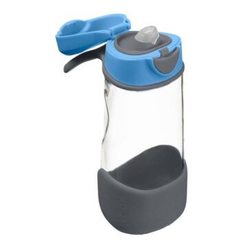 Sportowa butelka tritanowa 450 ml niebiesko szara z ustnikiem i silikonową osłoną. B.Box Sportowa butelka tritanowa 450 ml, Blue Slate