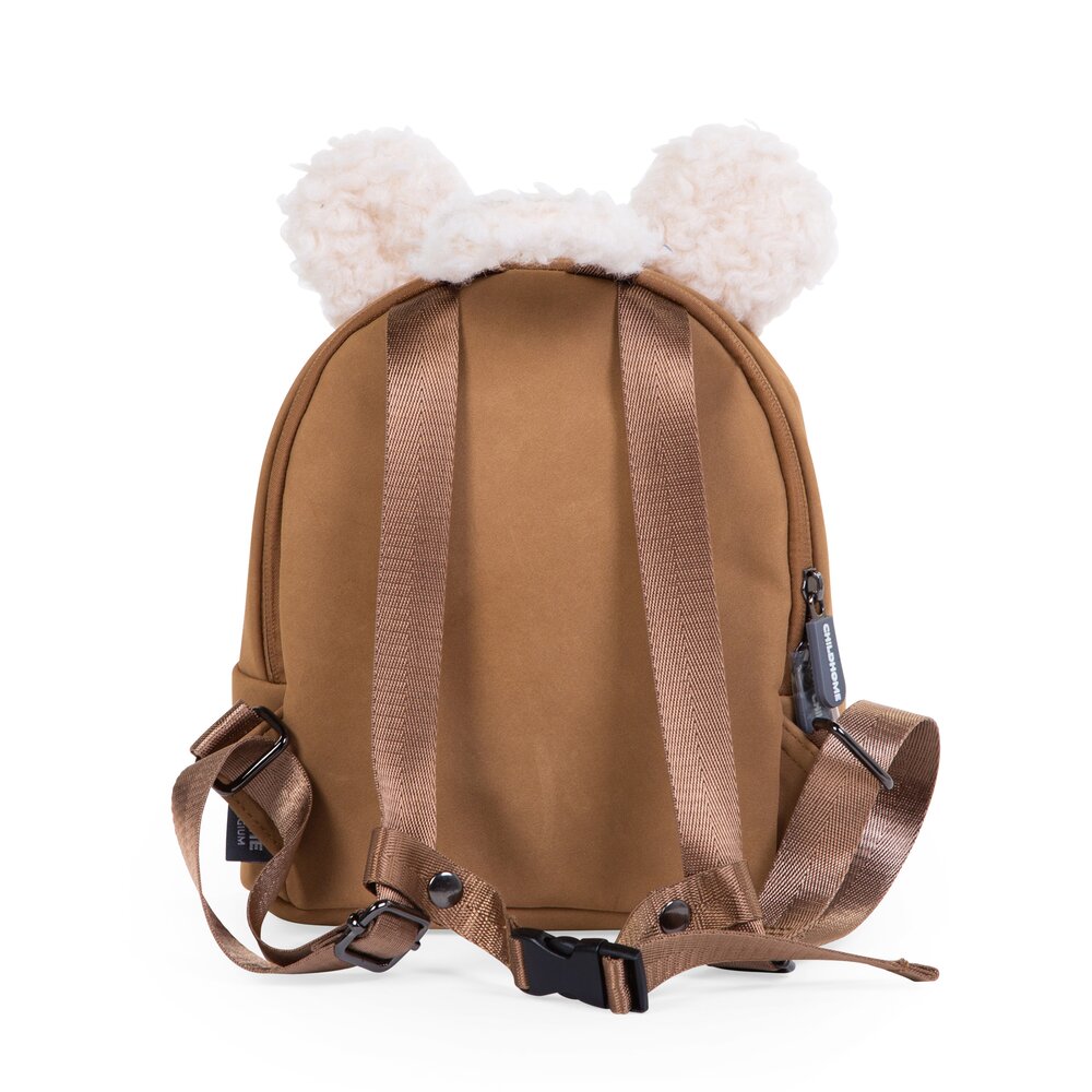 Brązowy dziecięcy plecak z uszami z miękkiego materiału dla dziecka. Childhome Plecak dziecięcy My First Bag Suede-Look