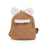 Dziecięcy plecak w kolorze brązowym z uszami i futerkowym detalem dla dziecka. Childhome Plecak dziecięcy My First Bag Suede-Look