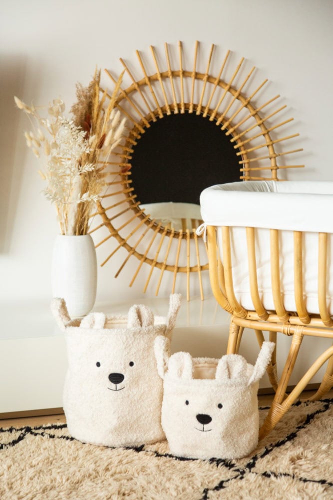 Pluszowy pojemnik na zabawki w kształcie misia w kolorze ecru dla dziecka zestaw dwóch sztuk. Childhome Pluszowy pojemnik na zabawki 40 x 40 x 40 cm Teddy bear Off white