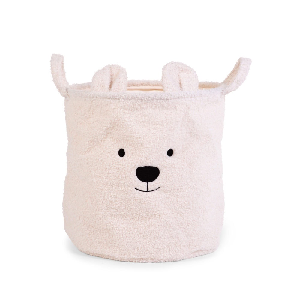 Pluszowy pojemnik na zabawki w kształcie misia w kolorze ecru dla dziecka. Childhome Pluszowy pojemnik na zabawki 40 x 40 x 40 cm Teddy bear Off white