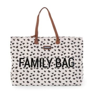 Torba dla mamy w biało czarny wzór w cętki z napisem family bag. Childhome Torba Family Bag Leopard