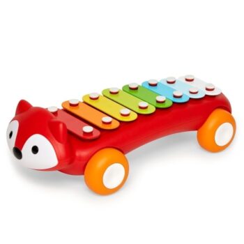 Czerwone cymbałki w kształcie liska z kolorowymi klawiszami na kółkach dla dziecka. Skip Hop Cymbałki Lisek Explore & More