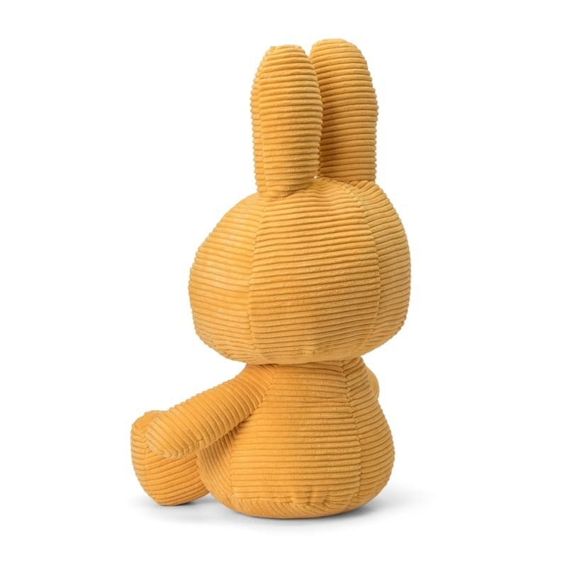 Żółty pluszowy królik z sztruksu dla dziecka siedzący bokiem wysokość 50 cm. Miffy Corduroy YELLOW przytulanka 50 cm